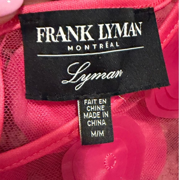 Frank Lyman Montreal Hot Pink 3D Floral Applique Mesh Top Long Sleeve Fuchsia M - Picture 6 of 11